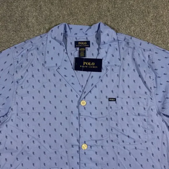 Polo Ralph Lauren All Over Print PRL Monogram Woven Pajama Shirt Adult Medium - Picture 3 of 16